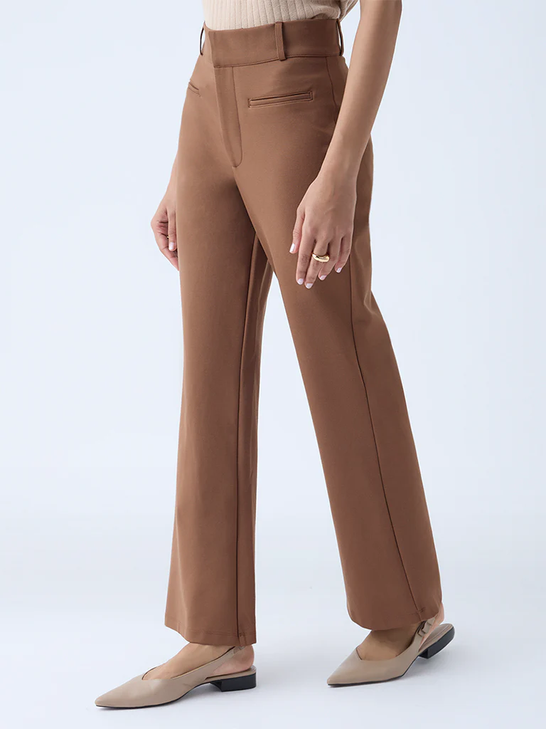 Wardrobe Brown Flared High-Rise Trousers - Image 2