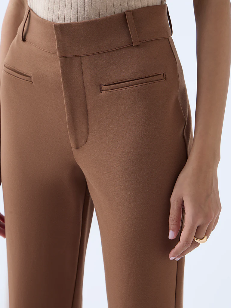 Wardrobe Brown Flared High-Rise Trousers - Image 3