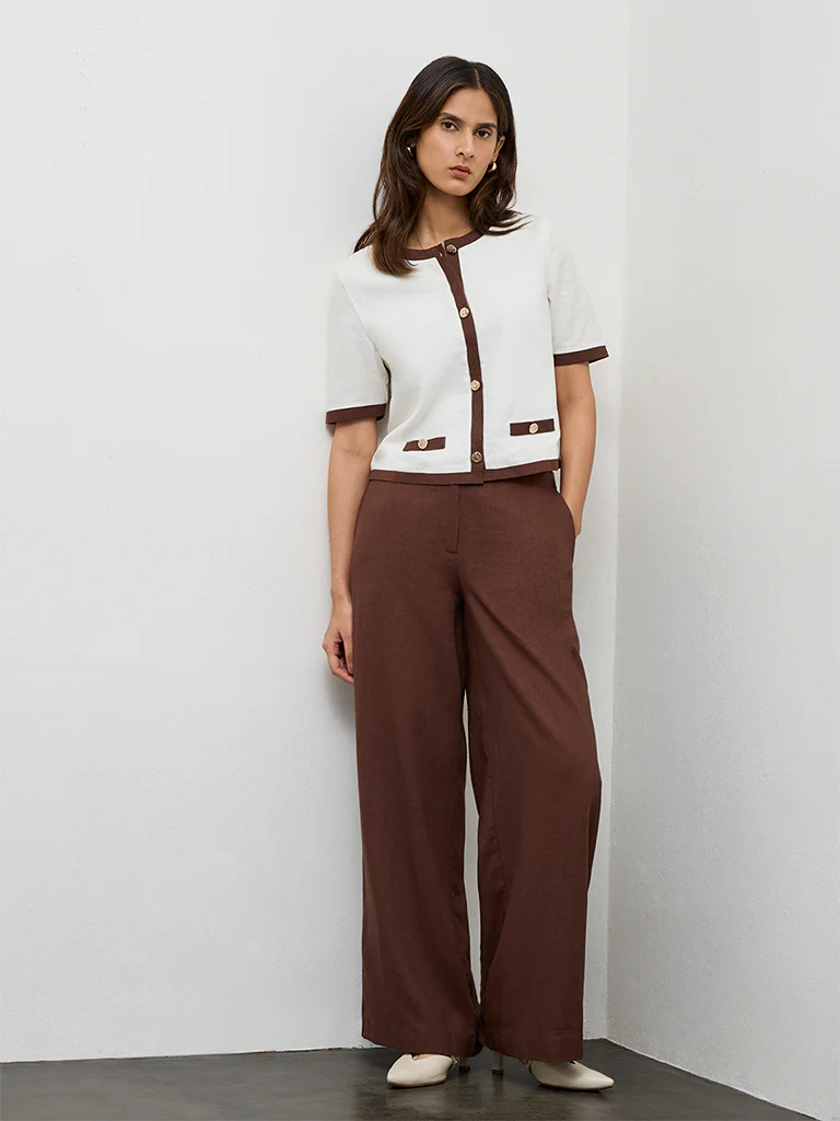 Wardrobe Brown High-Rise Cotton Trousers