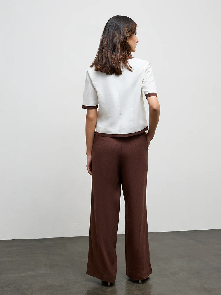 Wardrobe Brown High-Rise Cotton Trousers - Image 4