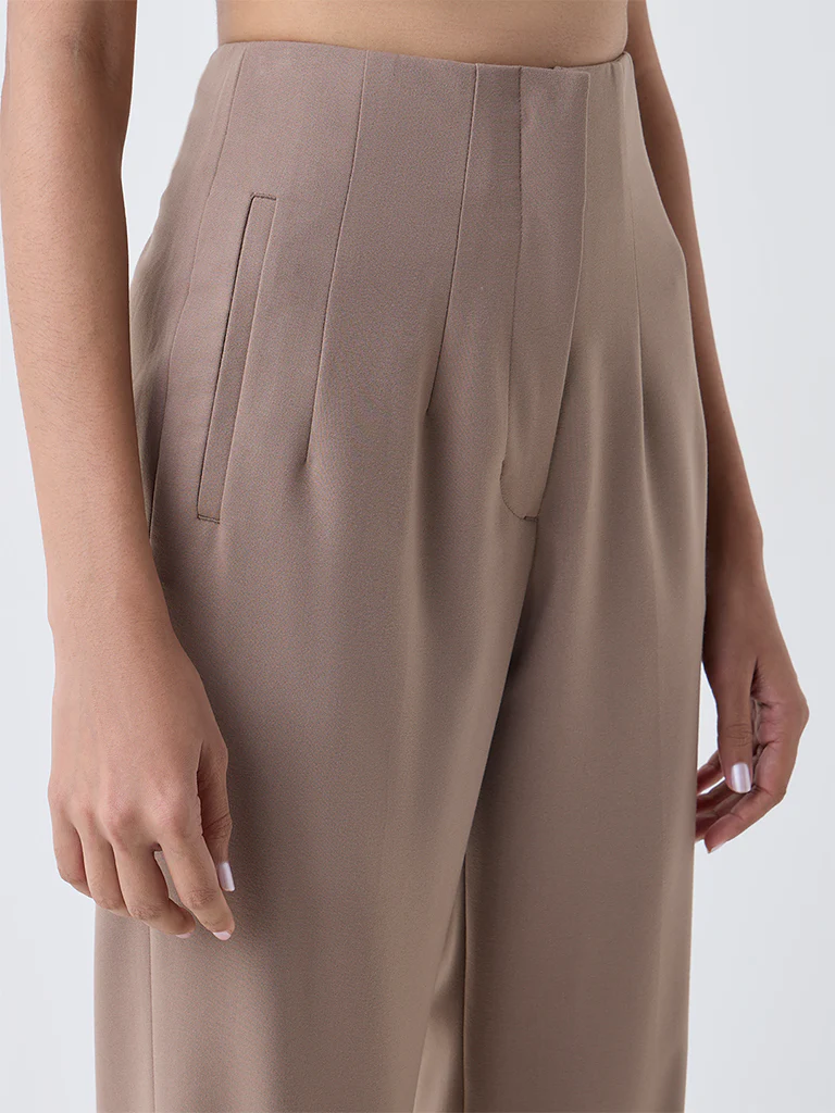 Wardrobe Brown High-Rise Trousers - Image 3