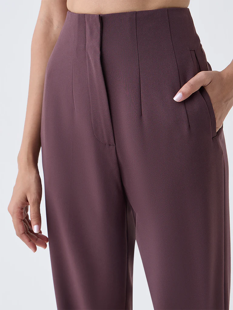 Wardrobe Brown High-Rise Trousers - Image 3