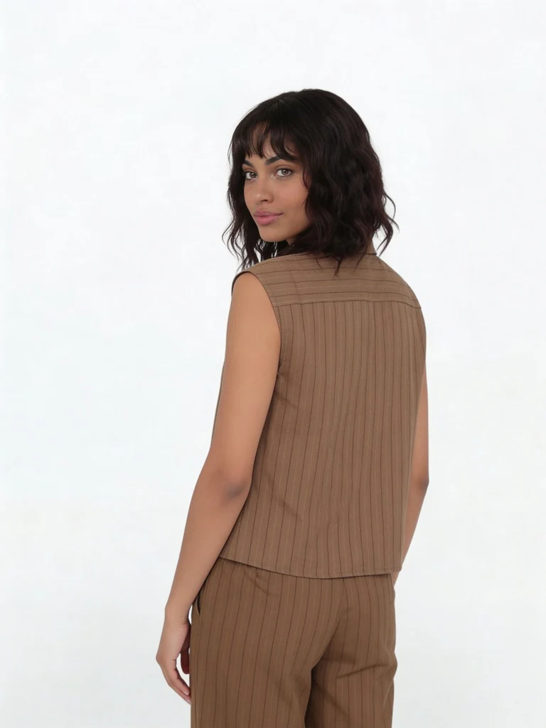 Wardrobe Brown Pinstriped Regular-Fit Jacket - Image 4