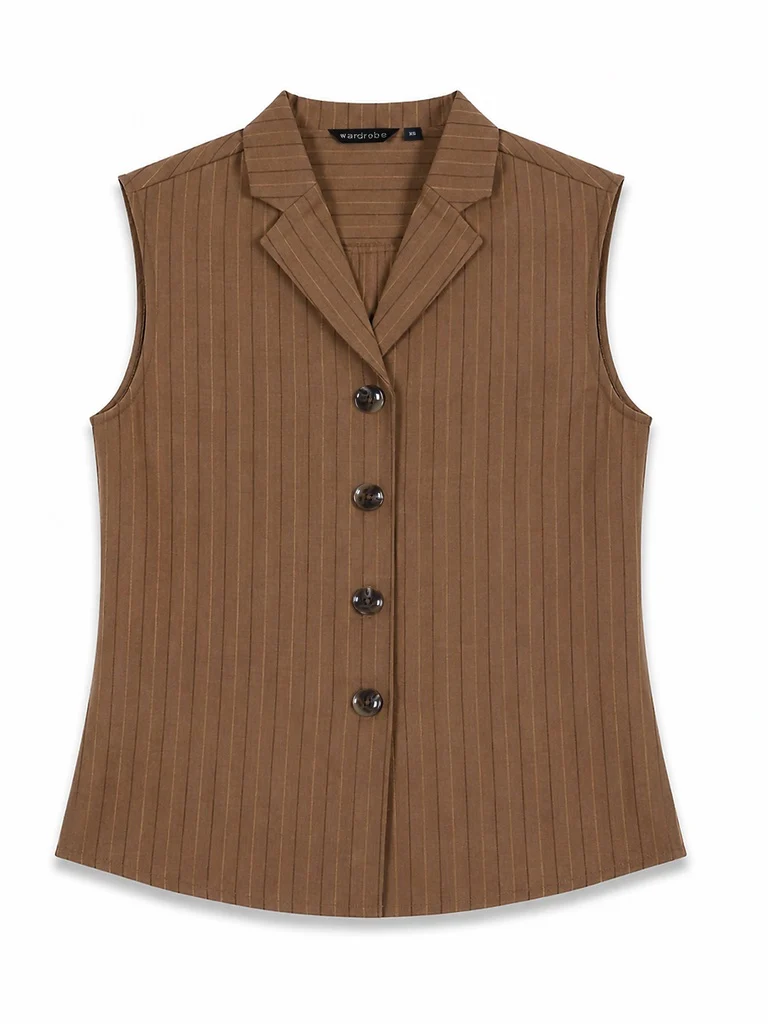 Wardrobe Brown Pinstriped Regular-Fit Jacket - Image 5