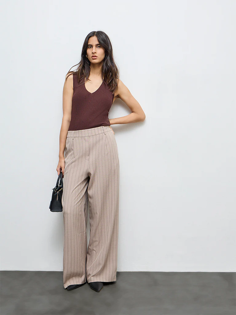 Wardrobe Brown Ribbed Top - Image 2
