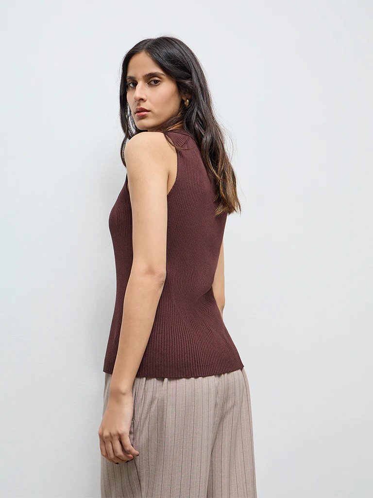 Wardrobe Brown Ribbed Top - Image 4