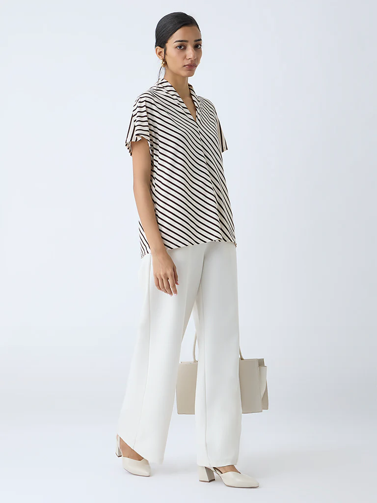 Wardrobe Brown Striped Blouse - Image 2