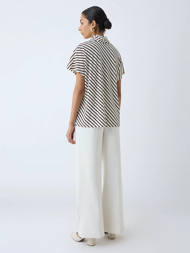 Wardrobe Brown Striped Blouse - Image 4