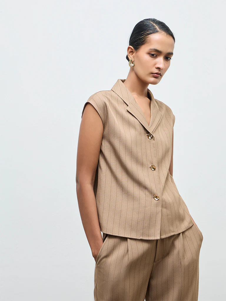 Wardrobe Brown Striped Blouse