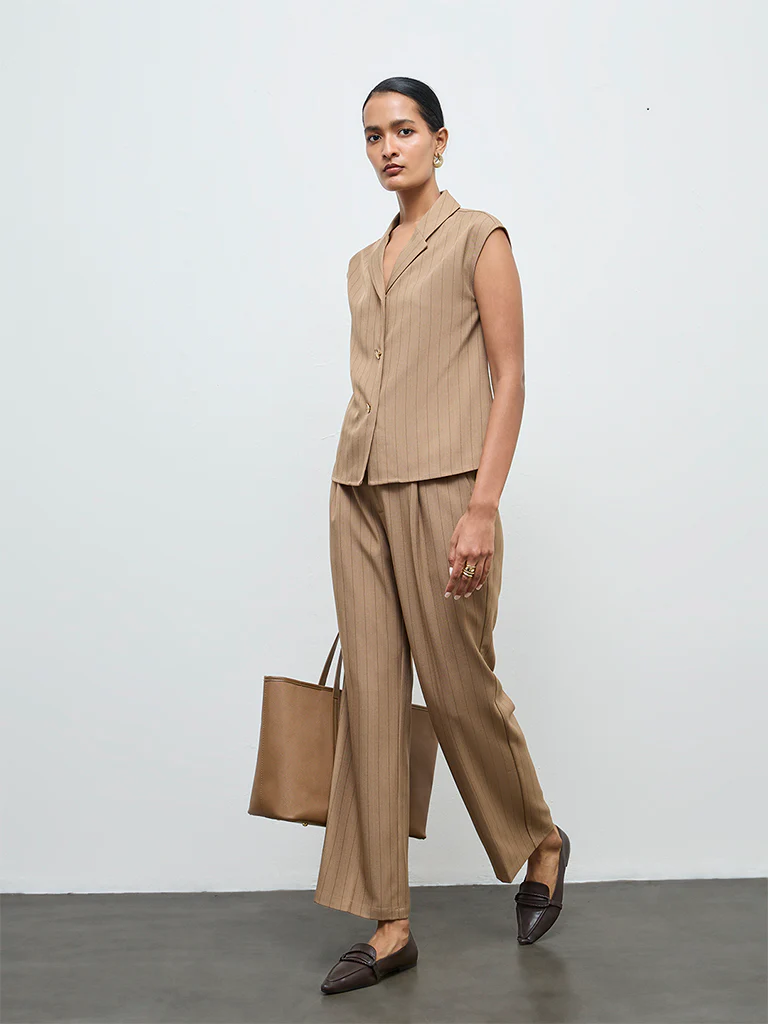 Wardrobe Brown Striped Blouse - Image 2