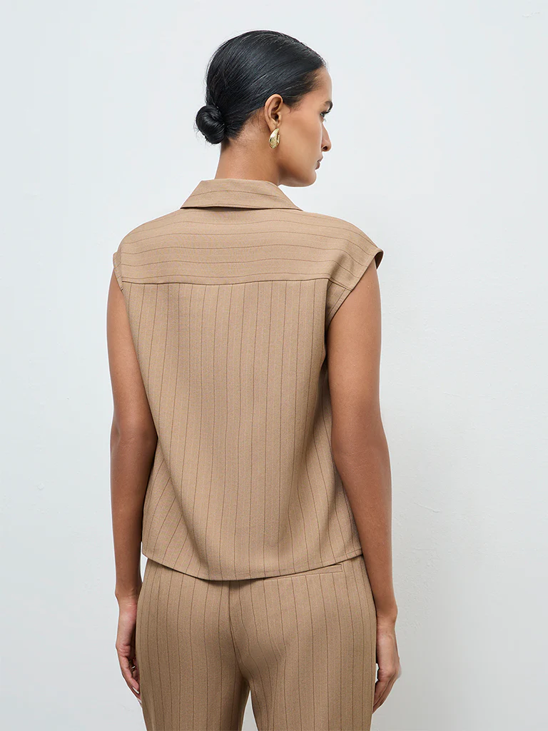 Wardrobe Brown Striped Blouse - Image 4