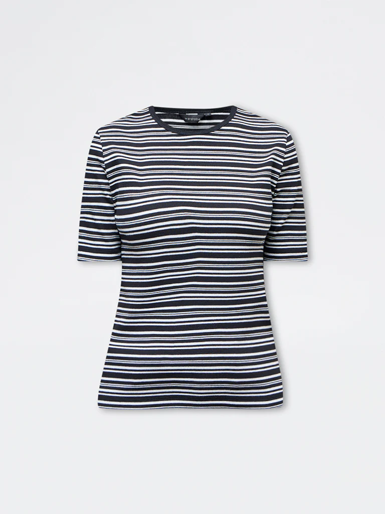 Wardrobe Brown Striped Cotton-Blend T-Shirt - Image 5