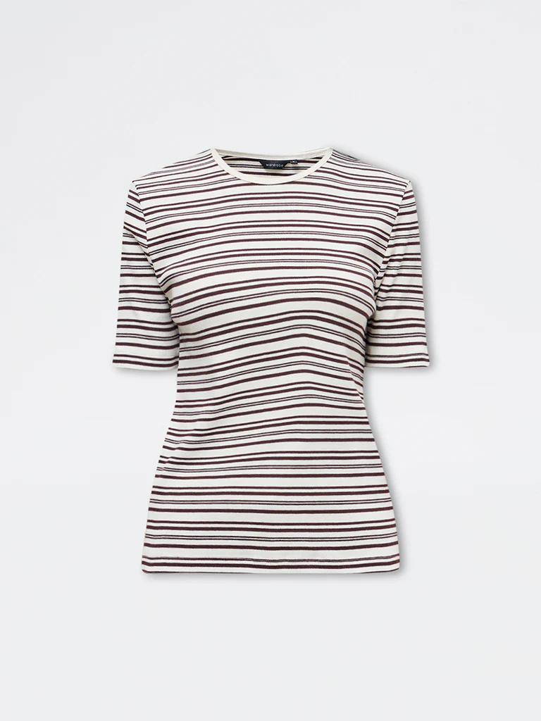 Wardrobe Brown Striped Cotton-Blend T-Shirt - Image 5