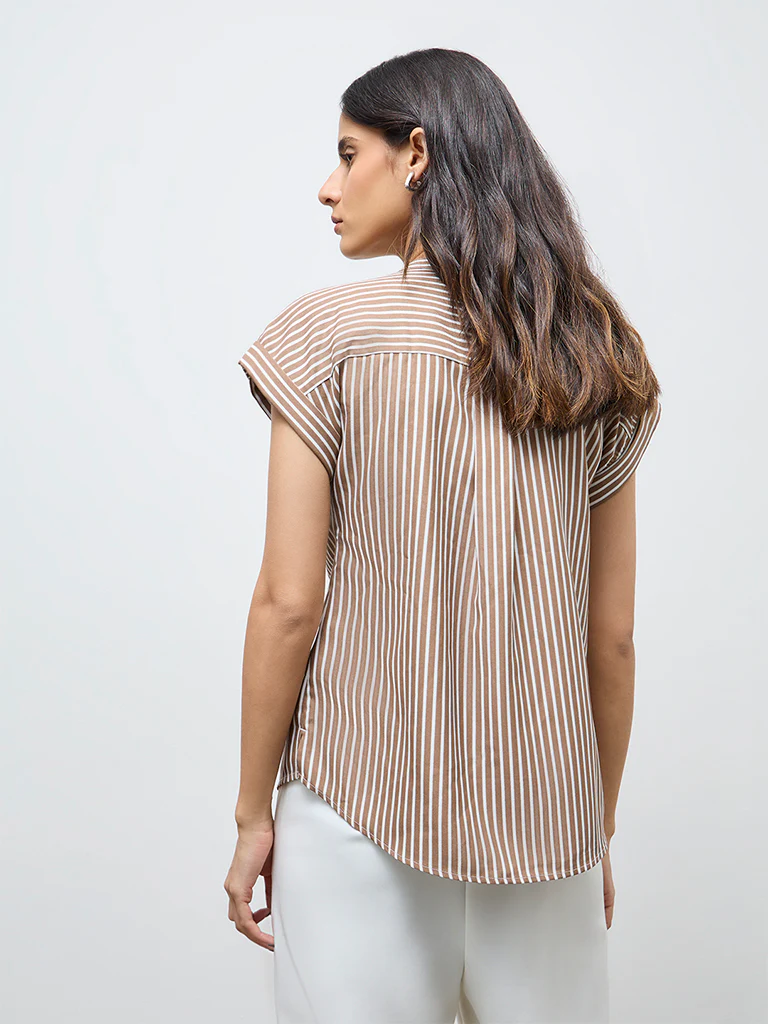 Wardrobe Brown Striped Shirt - Image 4
