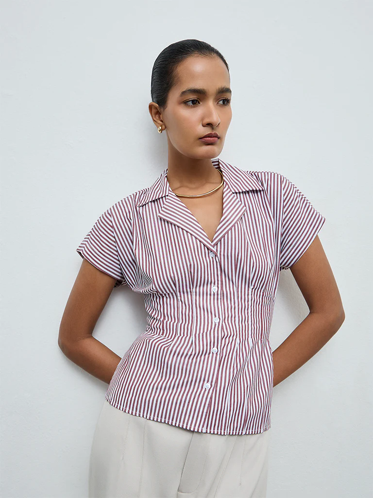 Wardrobe Brown Striped Shirt