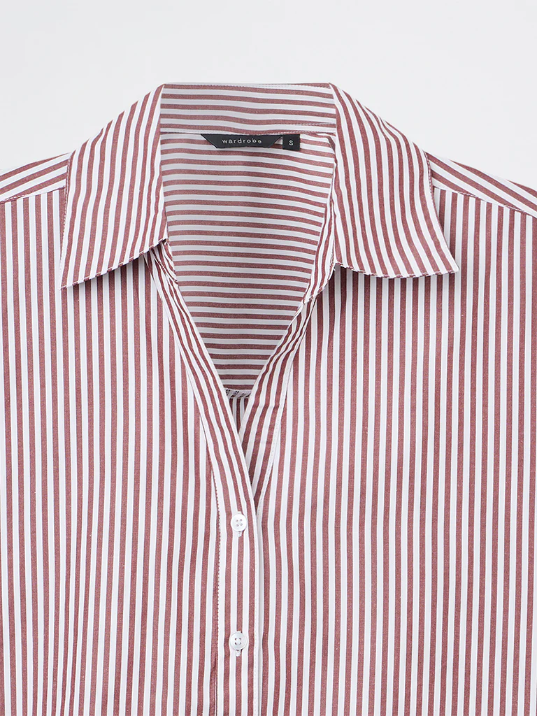 Wardrobe Brown Striped Shirt - Image 5
