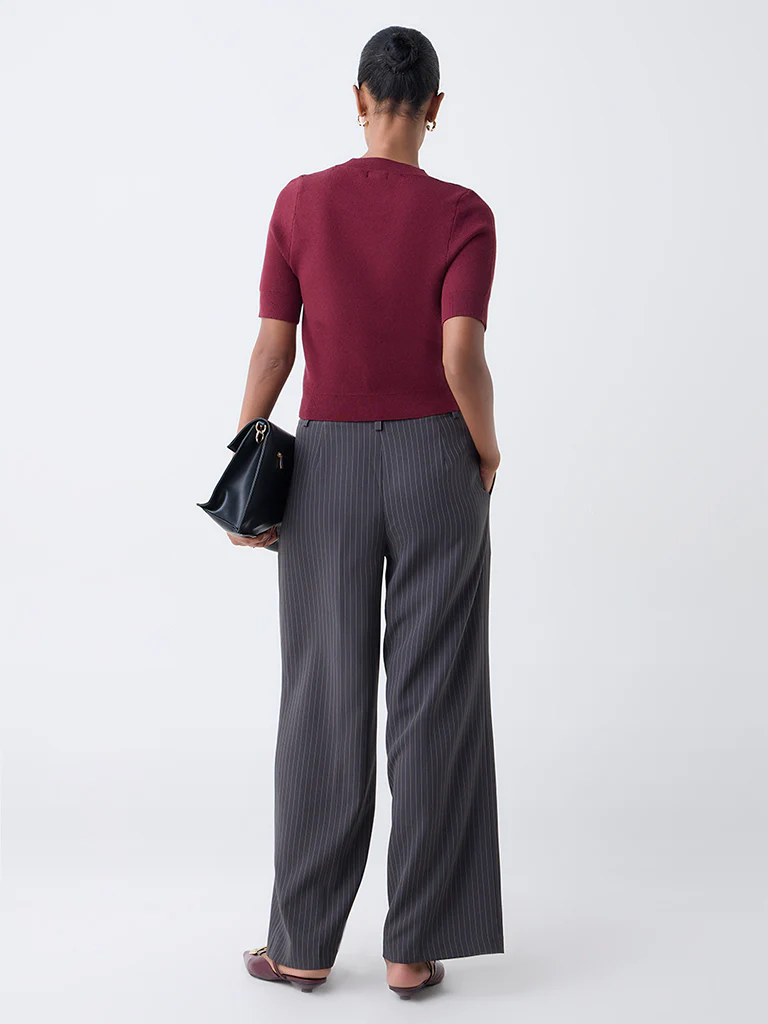 Wardrobe Burgundy Solid Sweater - Image 4