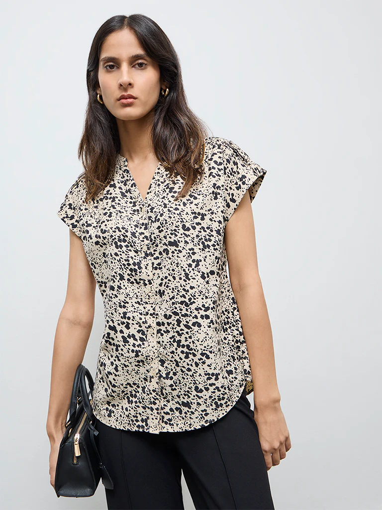 Wardrobe Beige Printed Shirt - Image 2
