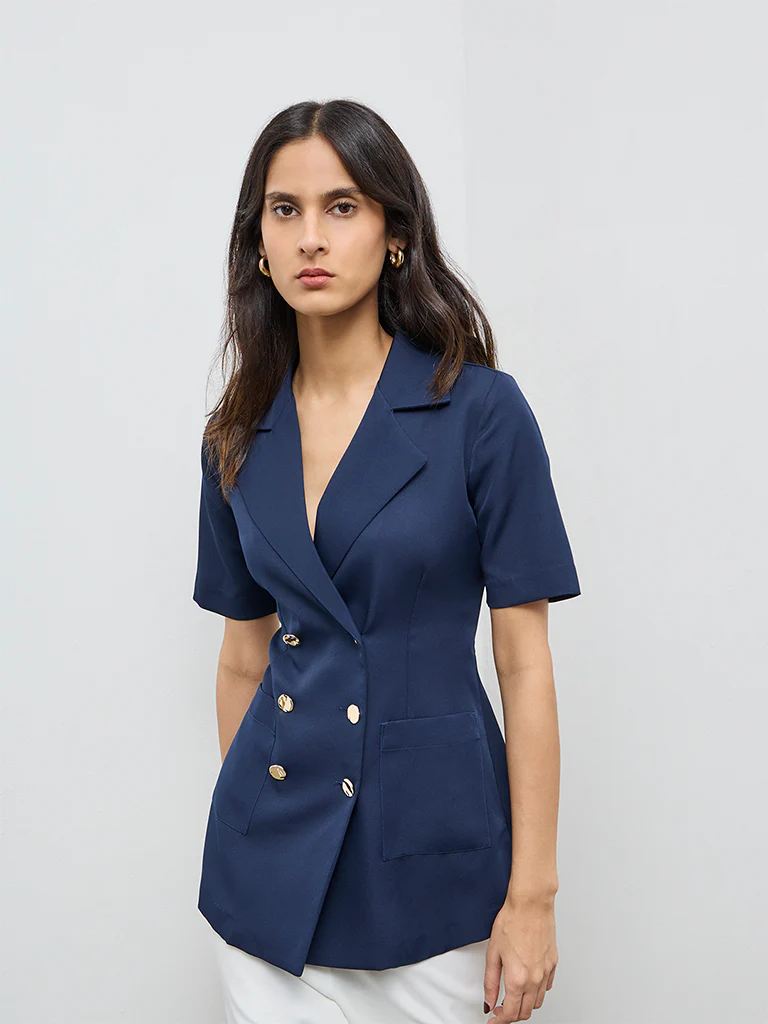 Wardrobe Navy Button-up Jacket