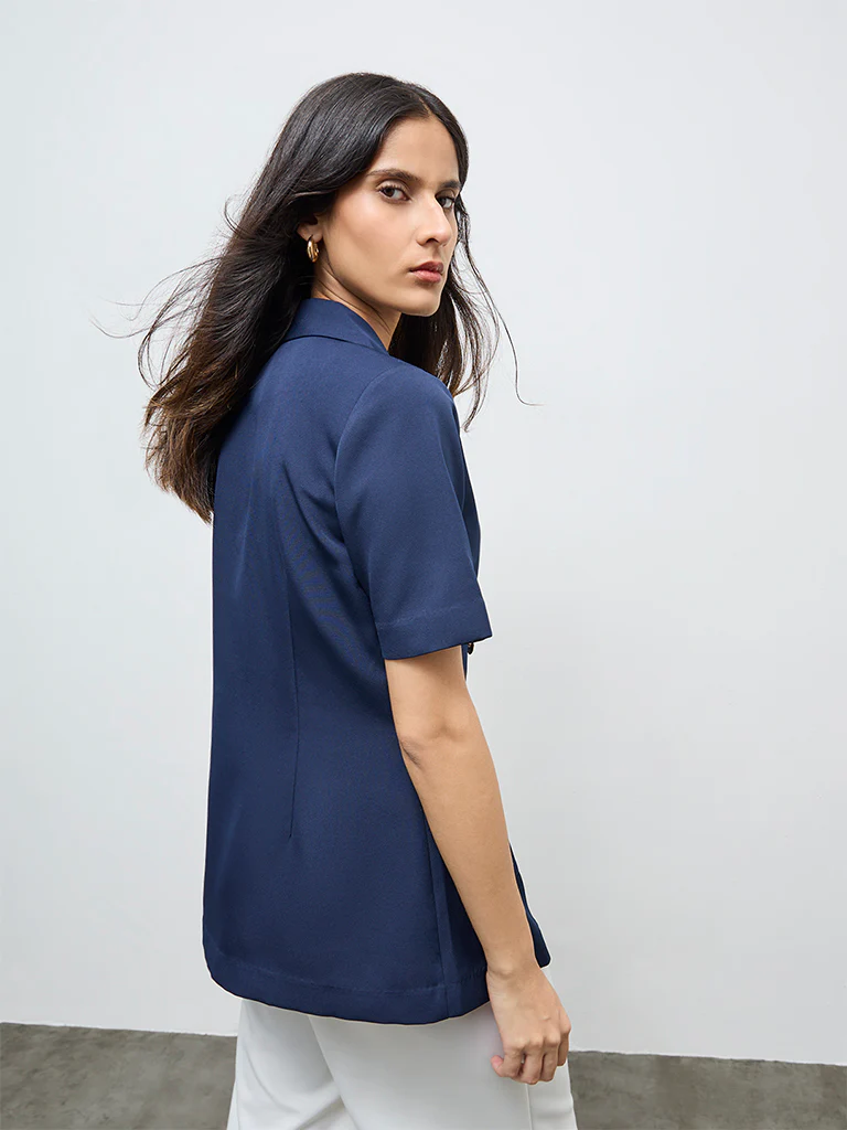 Wardrobe Navy Button-up Jacket - Image 4