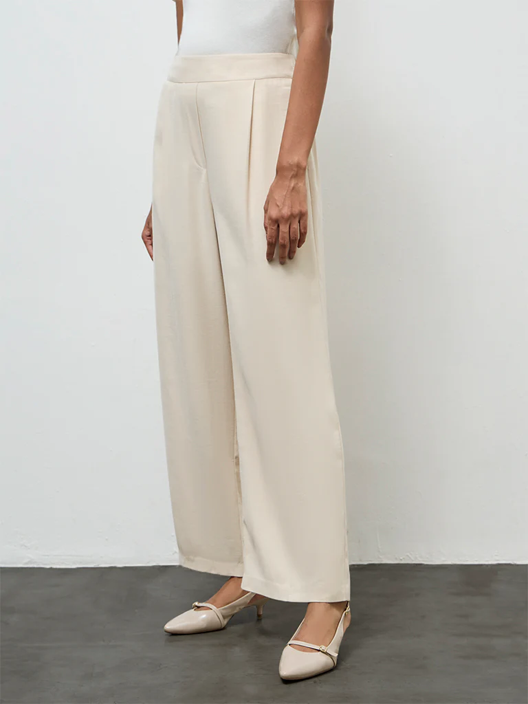 Wardrobe Cream High-Rise Trousers - Image 2
