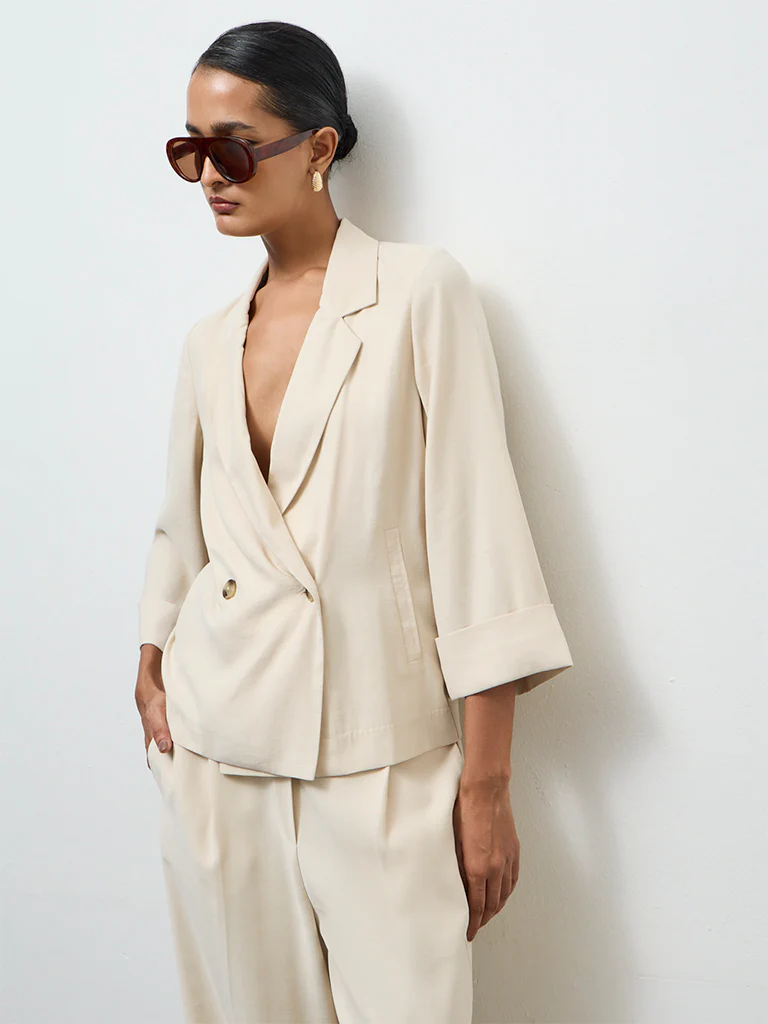 Wardrobe Cream Solid Blazer