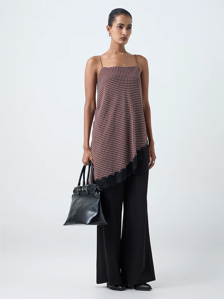 Wardrobe Dark Brown Polka Dot Top - Image 2