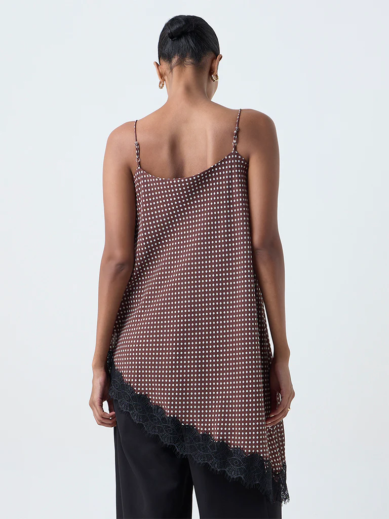 Wardrobe Dark Brown Polka Dot Top - Image 4