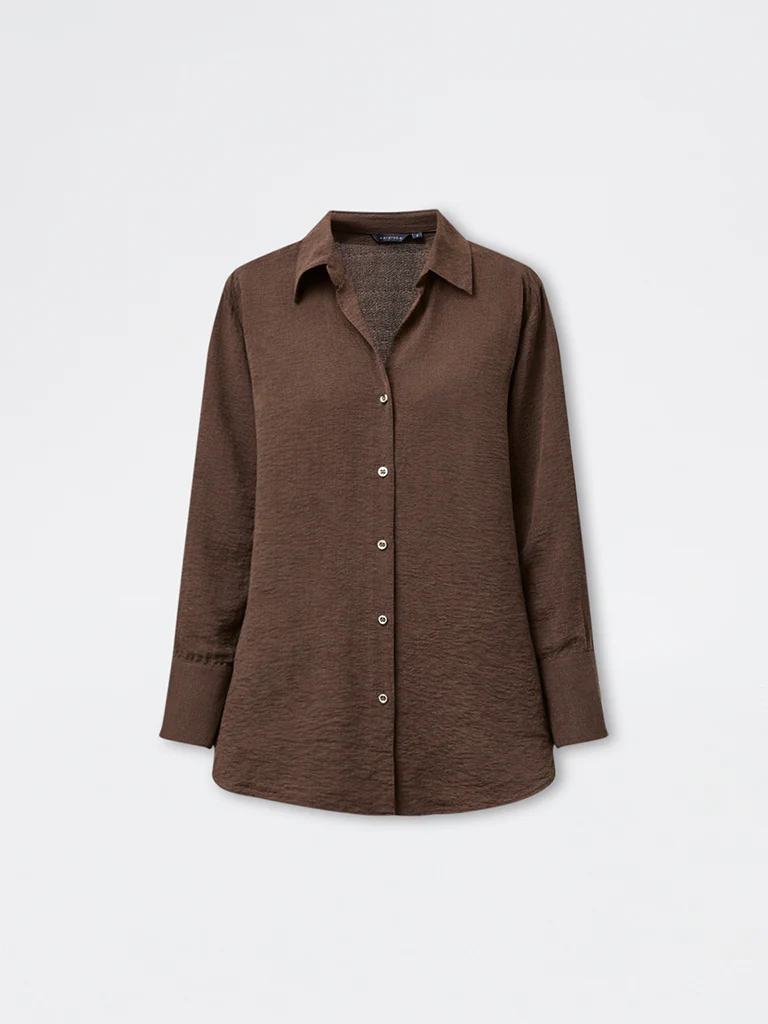 Wardrobe Dark Brown Solid Shirt - Image 5