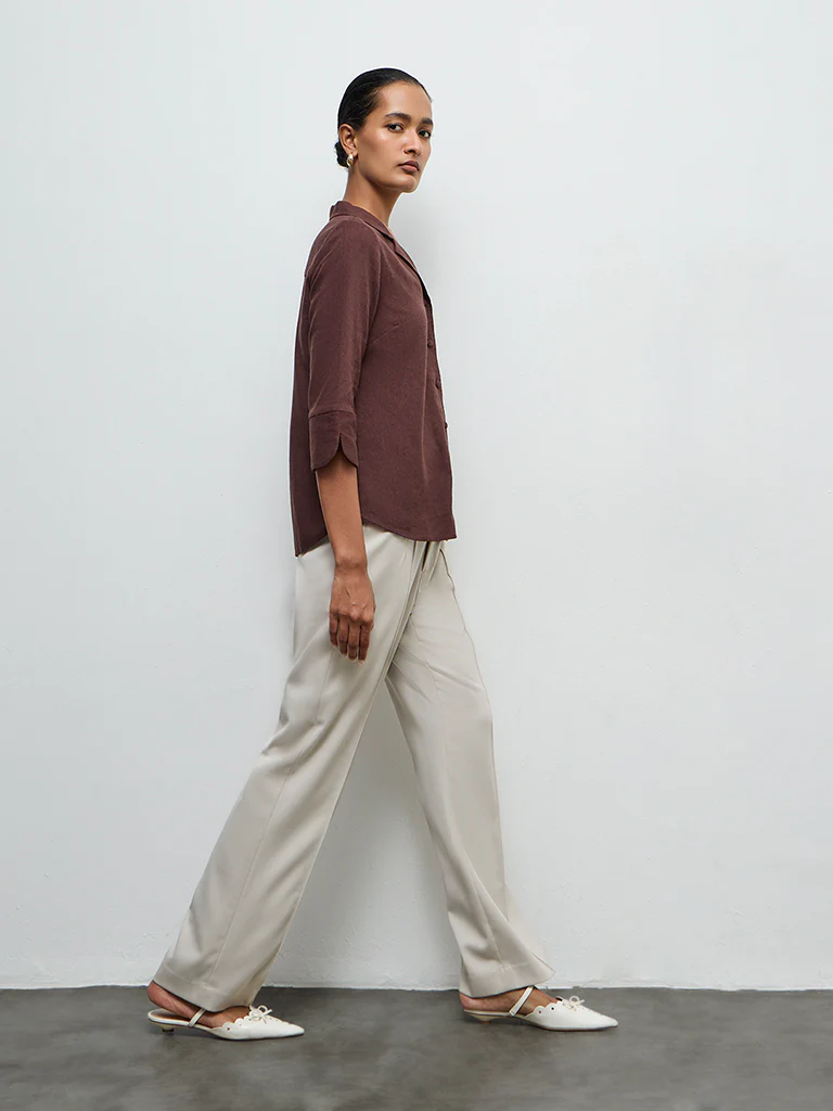 Wardrobe Dark Brown Solid Shirt