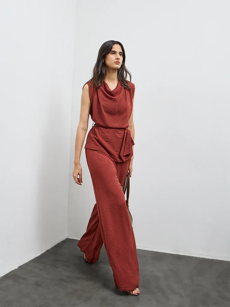 Wardrobe Dark Rust Blouse with Belt - Image 2