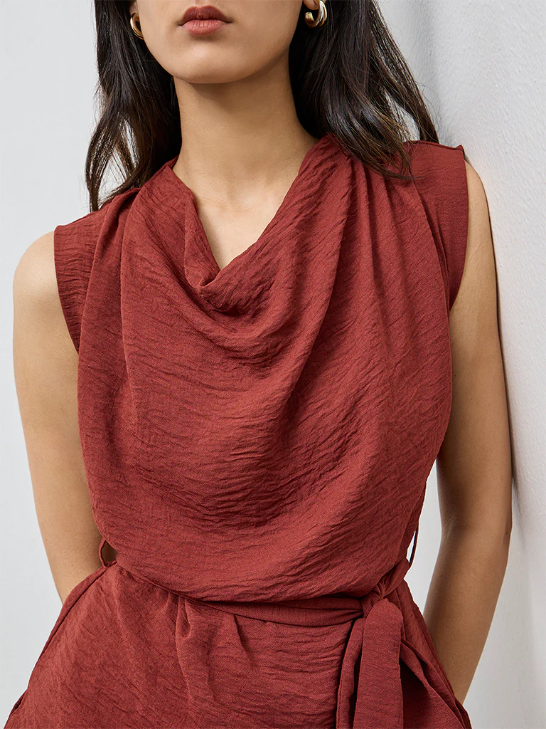 Wardrobe Dark Rust Blouse with Belt - Image 3