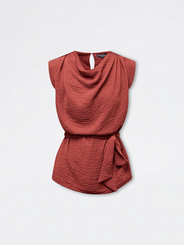 Wardrobe Dark Rust Blouse with Belt - Image 5