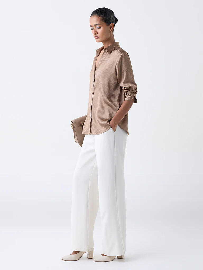 Wardrobe Dull Gold Textured Shirt