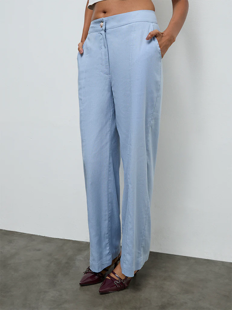Wardrobe Dusty Blue High-Rise Trousers - Image 2