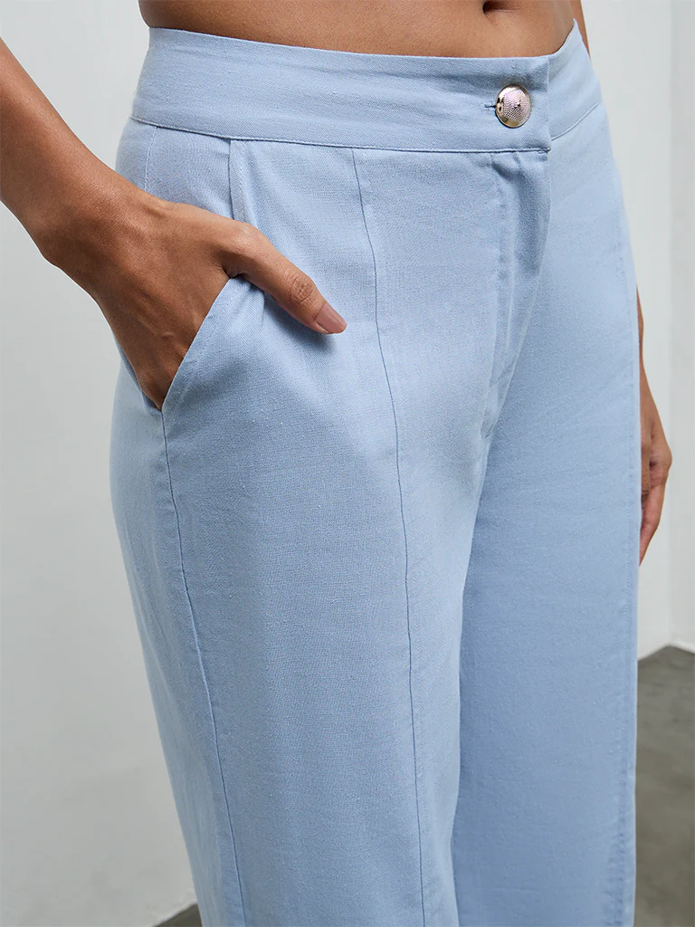 Wardrobe Dusty Blue High-Rise Trousers - Image 3