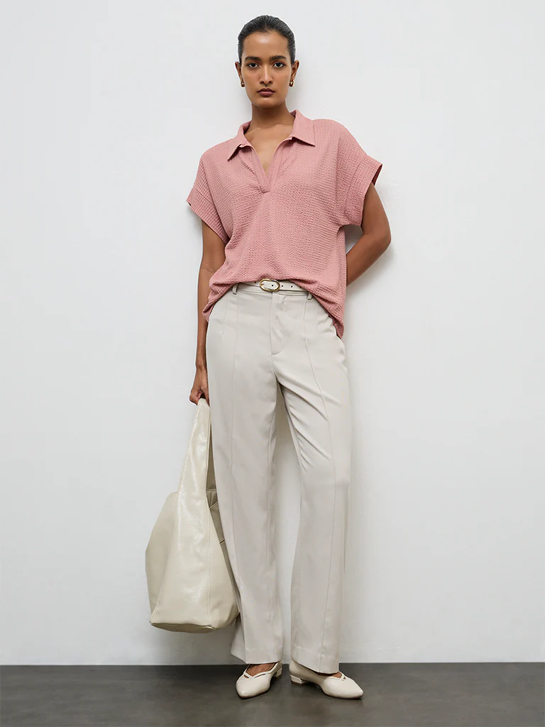 Wardrobe Dusty Pink Textured T-Shirt