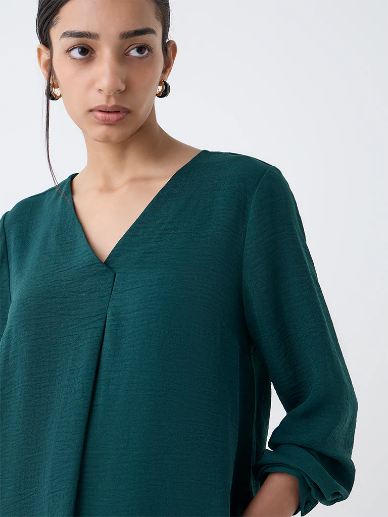 Wardrobe Green Crinkle-Textured Top - Image 3