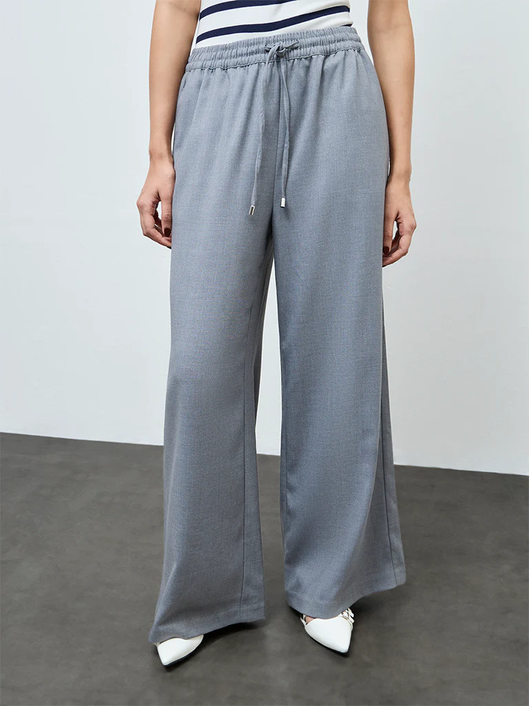 Wardrobe Grey High-Rise Cotton-Blend Pants - Image 2