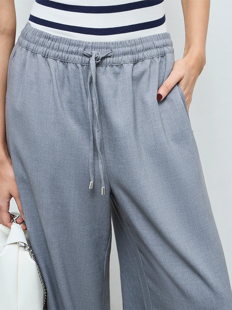 Wardrobe Grey High-Rise Cotton-Blend Pants - Image 3