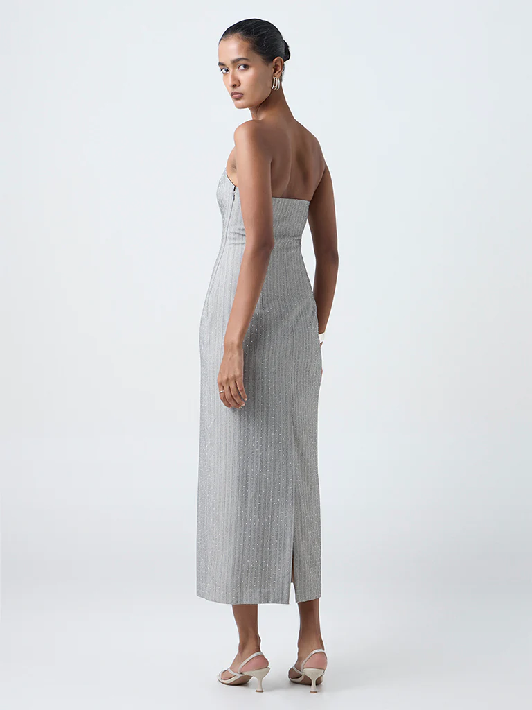 Wardrobe Grey Embellished Tube Dress - Image 4