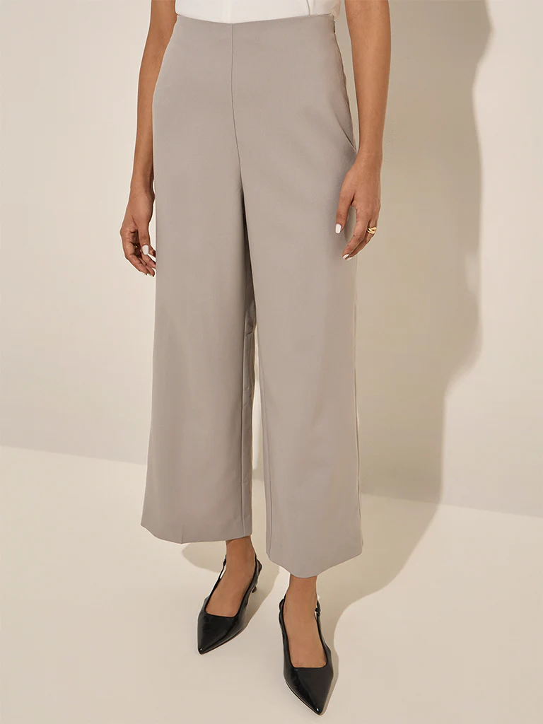 Wardrobe Grey High-Rise Flared Trousers - Image 3