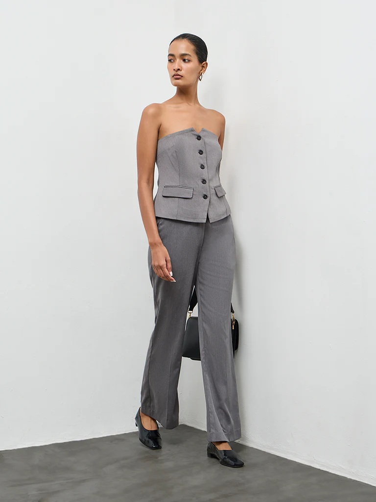 Wardrobe Grey Jacket-Style Tube Top - Image 2