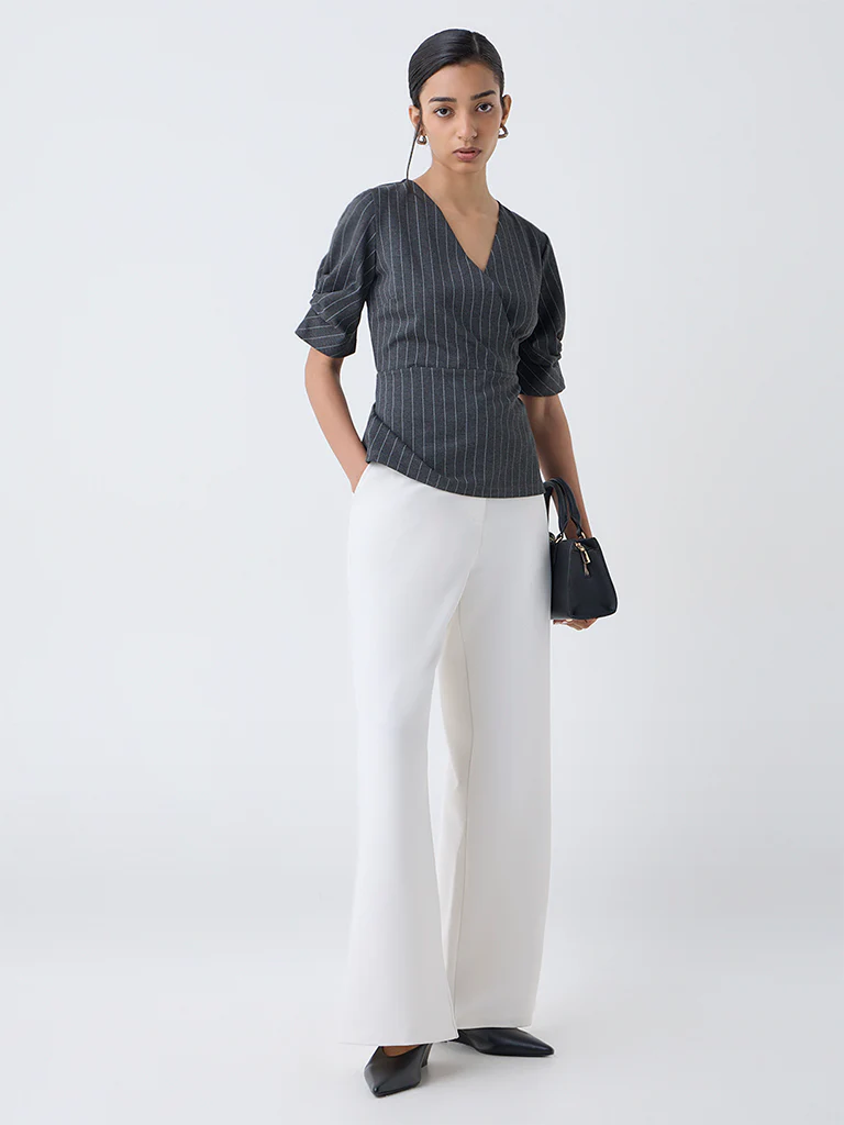 Wardrobe Grey Pinstriped Top - Image 2