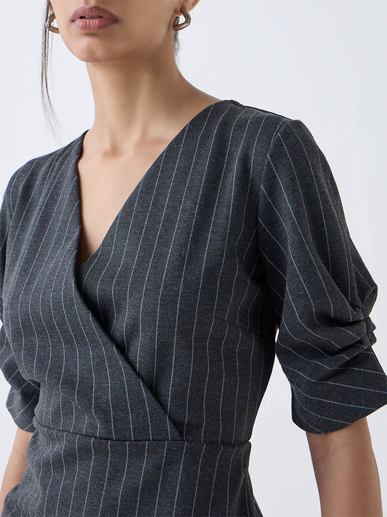 Wardrobe Grey Pinstriped Top - Image 3