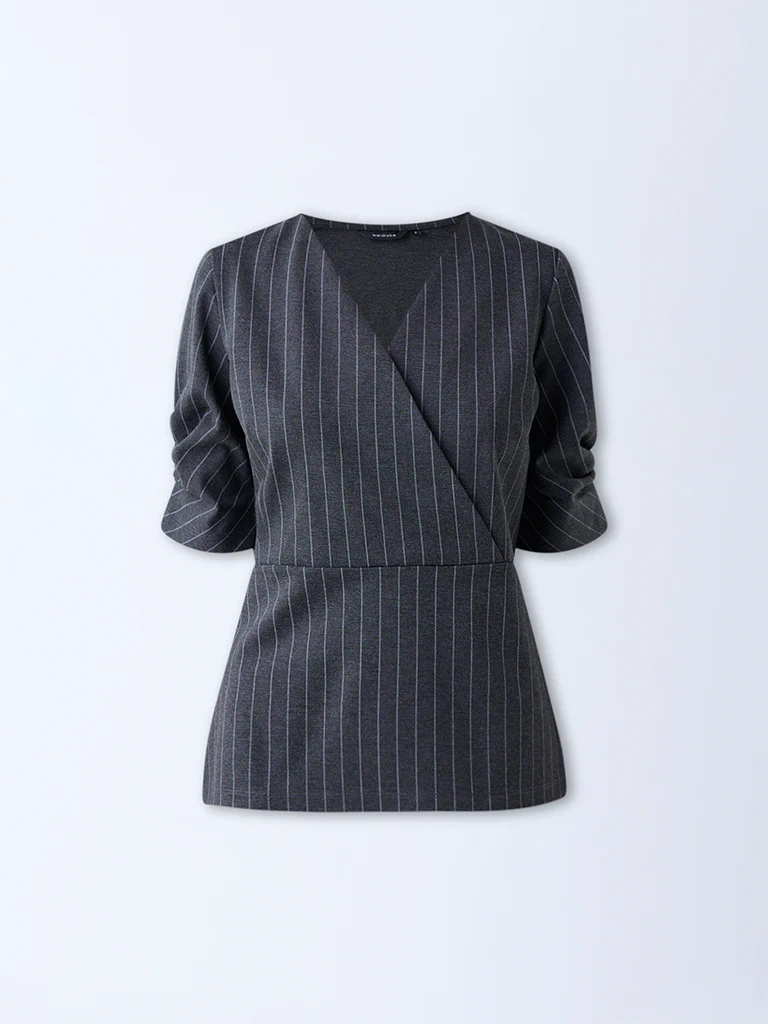 Wardrobe Grey Pinstriped Top - Image 5