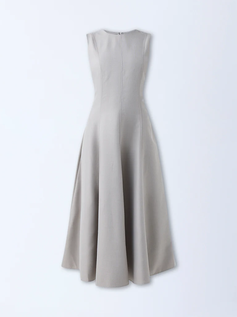 Wardrobe Grey Solid A-Line Dress - Image 5