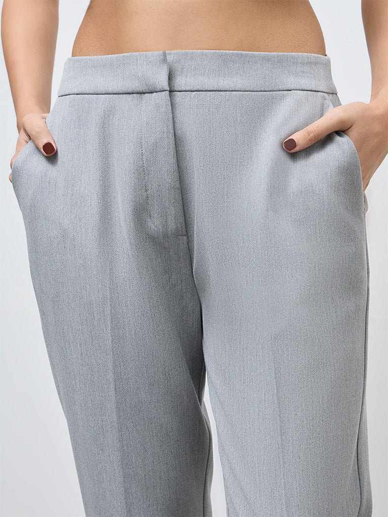 Wardrobe Grey Solid High-Rise Trousers - Image 3