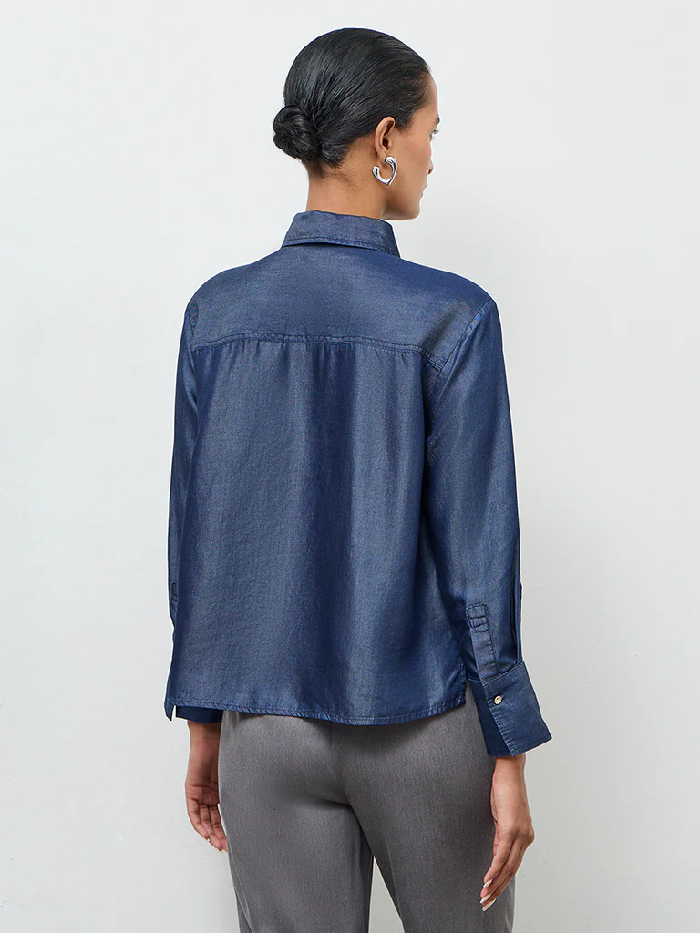 Wardrobe Indigo Chambray Shirt - Image 4