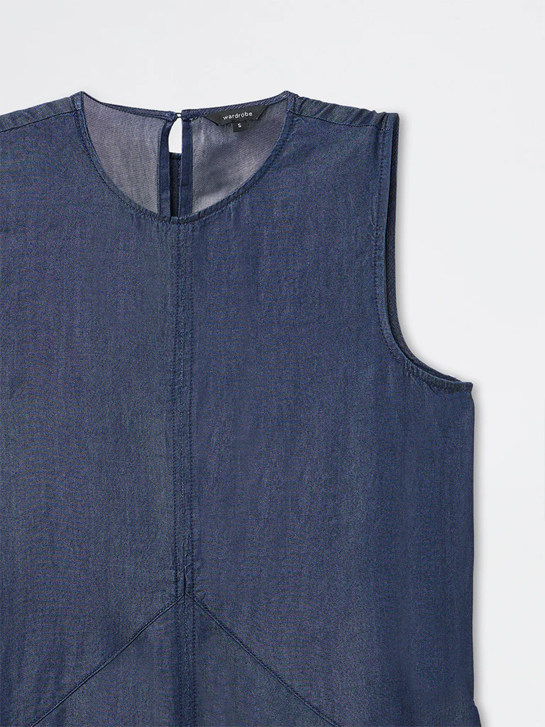 Wardrobe Indigo Denim A-Line Dress - Image 7